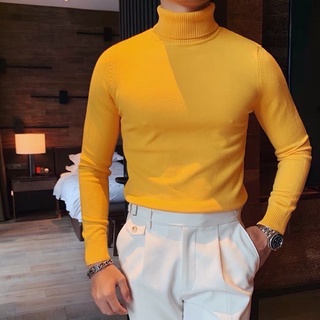เสื้อคอเต่าแนวเกาหลี สีเหลือง