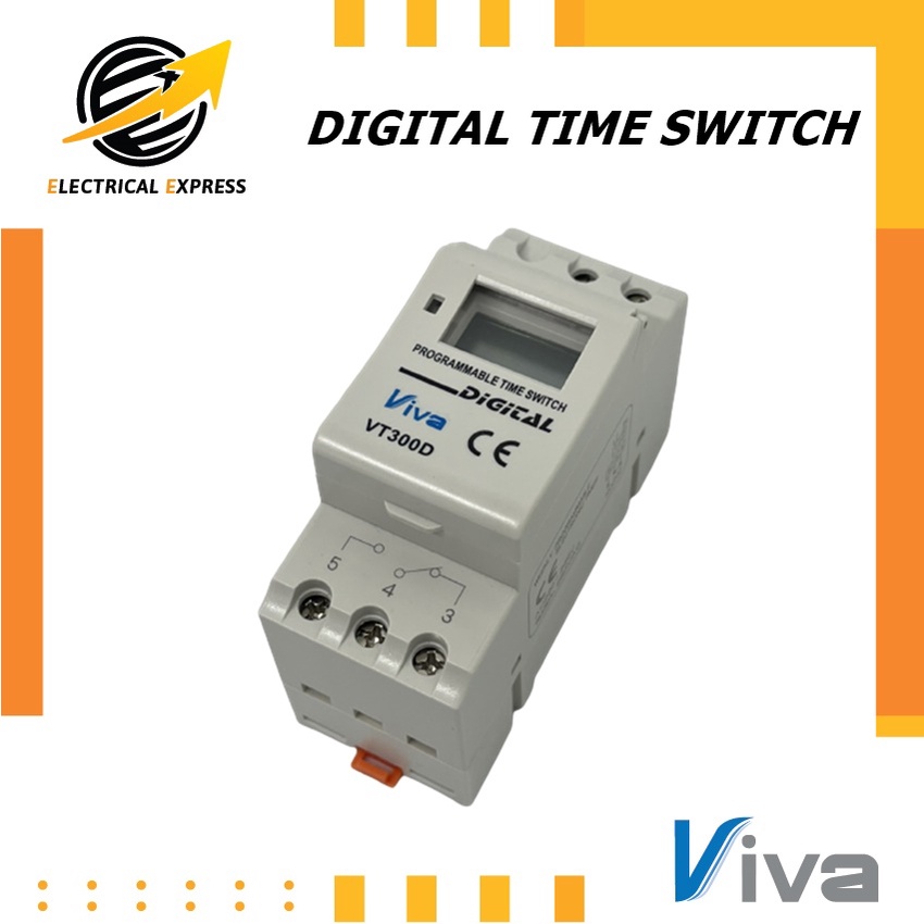 VIVA DIGITAL TIME SWITCH รุ่น VT300D  นาฬิกาตั้งเวลาอัตโนมัติ แบบ 24 ชม. 220VAC ตั้งได้ 20 โปรแกรม รับประกัน 1 ปี