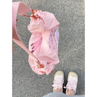 กระเป๋าสะพายข้าง Cherry Blossom Powder! Wang Xinling รุ่นเดียวกันขนาดใหญ่ -ความจุโดนัทปัก, เอียงเอียง -bag หญิงหญิงในฤดู