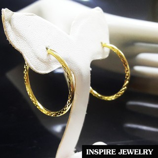 Inspire Jewelry ,ต่างหูห่วงทองตัดลายแบบร้านทอง ทำลายงานปราณีต มีให้เลือกหลายขนาด วัดเส้นผ่านศูนย์กลางจากซ้ายถึงขวาsizem