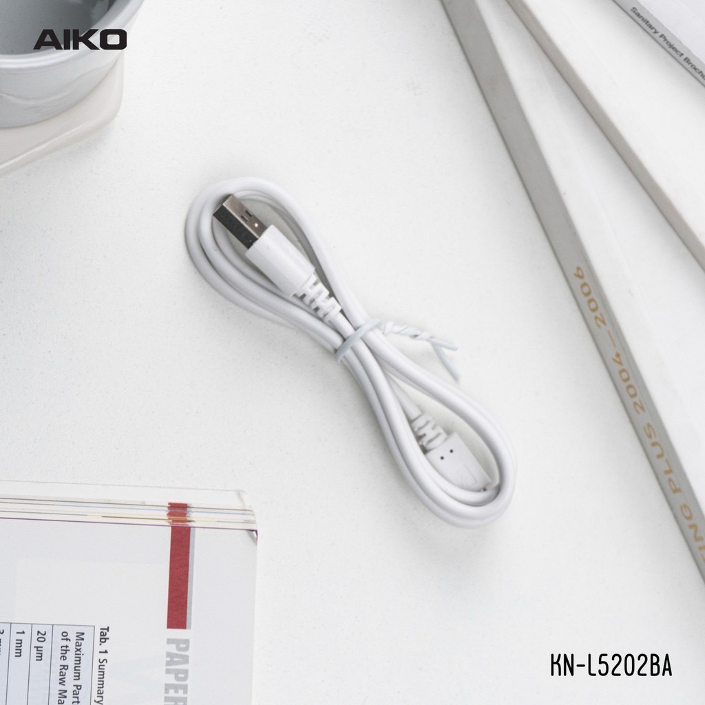 AIKO ไอโกะ พัดลม USB ชาร์จไฟ มีโคมไฟ รุ่น KN-L5202BA ใบพัด 12