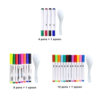 HEO~Water-based Marker Children Floating Pen Whiteboard Pen Crayons Spoon Multicolor Teaching Tools Erasable Plastic 14.5cm Quick-drying No Ink Leakage Writes Smoothly Pens