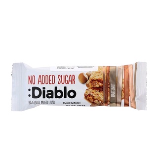 Diablo Hazelnut Muesli Bar 30g.เดียโบลเฮเซลนัทมูสลี่บาร์ธัญพืชข้าวโอ๊ตและข้าวสาลีชนิดแท่ง 30กรัม