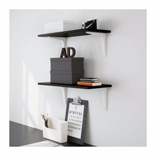 ชุดชั้นไม้แขวนตกแต่งผนัง 80x20cm.+ขารับPPสีขาว Wood wall shelf +white bracket