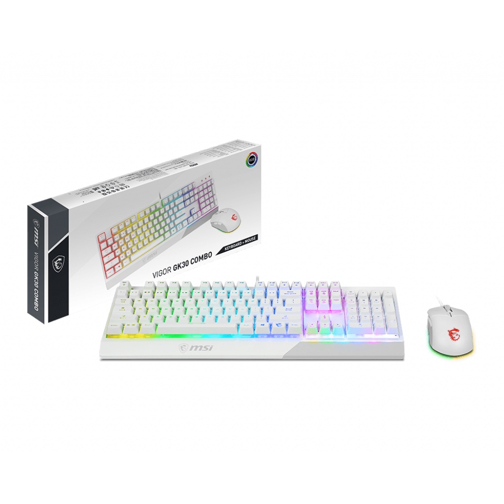 MSI Vigor GK30 WHITE Combo (คีย์บอร์ดและเม้าส์สำหรับเล่นเกม, Gaming Gear)