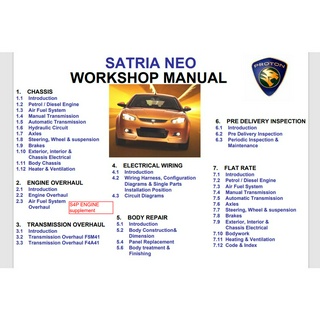 คู่มือซ่อมรถยนต์ วายริ่งสายไฟ Proton SATRIA NEO Workshop Manual 2007