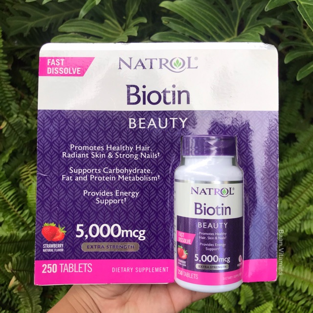 🍓Natrol Biotin Beauty 5000 mcg. Extra Strength ขนาด 250 เม็ด.ส่งฟรี📮