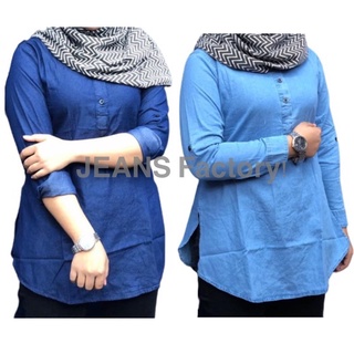 Baju Muslimah เสื้อยีนแขนยาว คอสูง สําหรับผู้หญิง