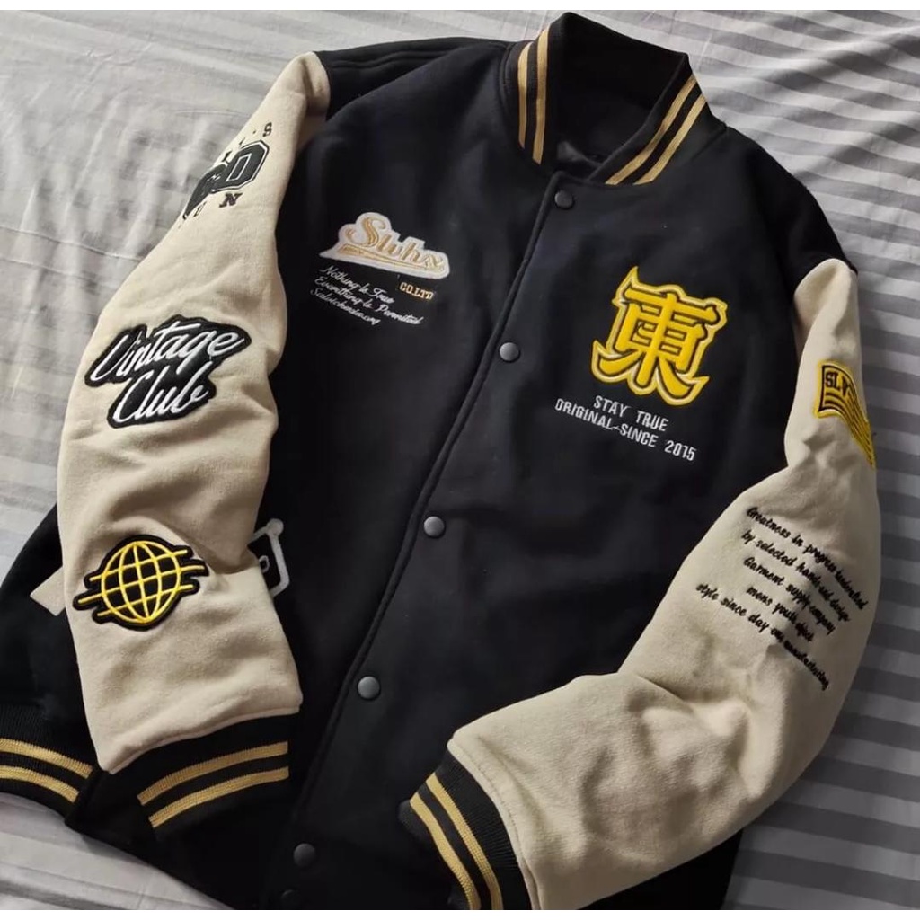 Original Full เย็บปักถักร้อย Varsity Baseball Jacket - Original Premium Salvio Hexia Varsity Bomber 