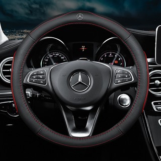 Mercedes Benz AMG เมอร์ซิเดส เบนซ์รถพวงมาลัยฝาครอบล้ไม่มีกลิ่นบางระบายอากาศอหนังอุปกรณ์ตกแต่งรถยนต์เหมาะสำหรับ W204 W211 W212 W213 W221 W176 W246 W245 W205 W216 W215 W117 W203 W207 W209 W219 W156 W253 W292 W166 W222 38cm