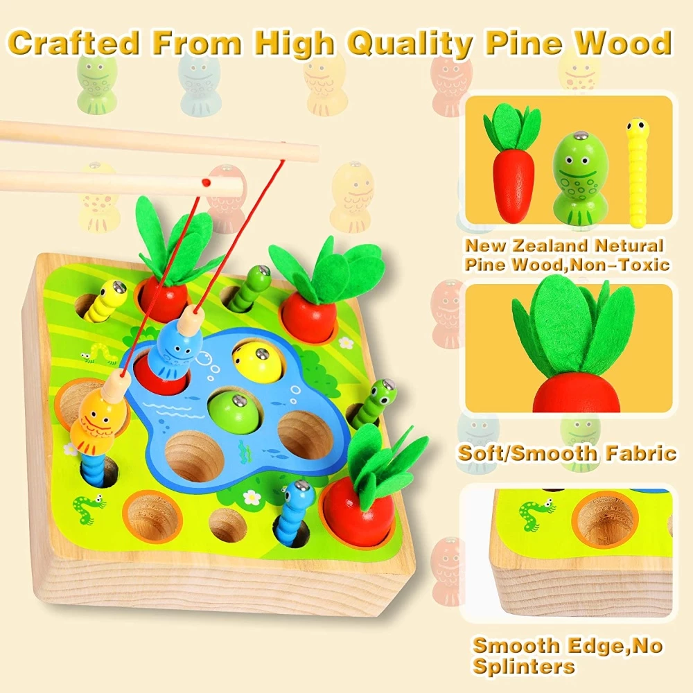 ของเล่นไม้ Montessori เกมตกปลา สำหรับเด็ก 1-3 ปี thumbnail 7