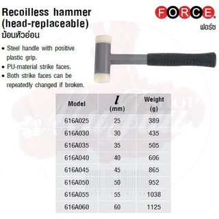 FORCE ฆ้อนหัวอ่อน  Recoilless hammer (head-replaceable)