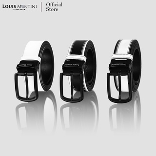 Louis Montini(white.) เข็มขัดผู้ชาย Men Belt เข็มขัดหนังวัวแท้หัวหมุน MGN248