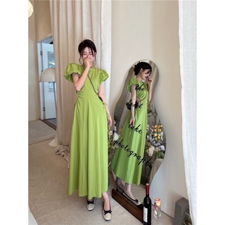 เดรสยาวแขนพอง เว้าเอว ใส่แล้วผอม🍀🍀