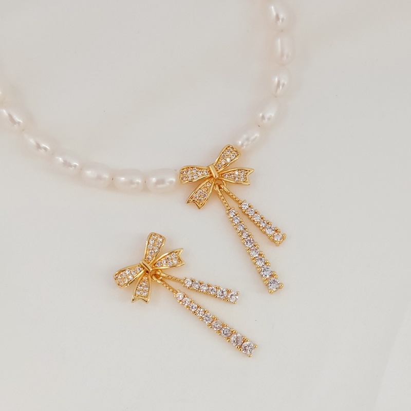 จี้โบว์ ประดับเพทาย ชุบทอง 14k แฮนด์เมด สําหรับทําเครื่องประดับ สร้อยข้อมือ diy