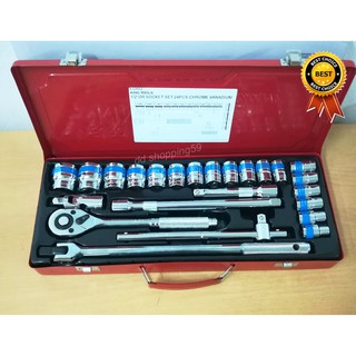 EURO KING TOOLS ชุดบล็อก ชุดประแจ 24 ชิ้น ขนาด 4 หุน (1/2") - ddshopping59