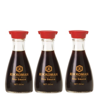 พร้อมส่ง! คิคโคแมน ซอสถั่วเหลือง 150 มล. x 3 ขวด Kikkoman Soy Sauce 150 ml x 3 Bottle