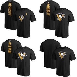 เสื้อกีฬาแขนสั้น ทรงหลวม ลาย Nhl Pittsburgh Penguins Hockey Jersey สําหรับผู้ชาย และผู้หญิง