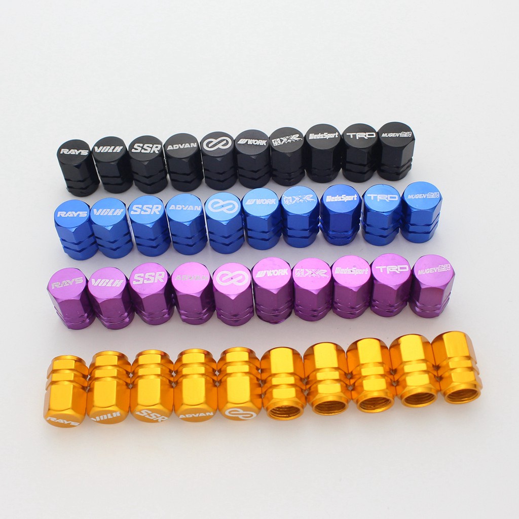 1ชุด (4อัน)จุกปิดลมยาง คละสี จุ้บลมยาง จุกลมยางรถยนต์ TRD MUGEN ADVAN RAYS VOLK SSR WEDSSPORT WORK X