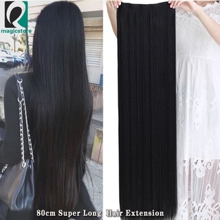 32inch Super Long Straight Hairpiece Invisible Natural Synthetic 5 Clip In One Pieces Hair Extension for Women