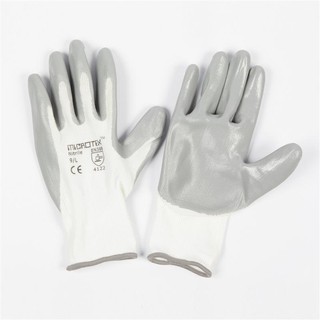 ถุงมือถักไนไตร L สีขาว ไมโครเท็กซ์ White Nitrile L Knitted Gloves Microtex