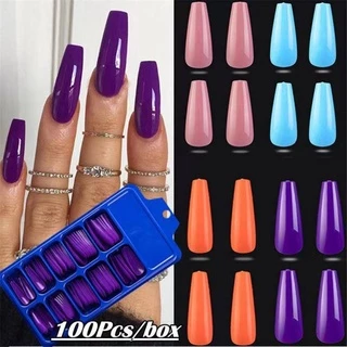 เล็บปลอมอะคริลิค เนื้อแมตต์ สีแคนดี้ 100 ชิ้น ต่อชุด COD