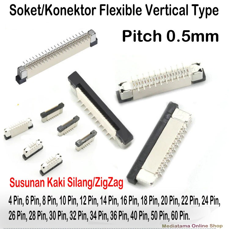 ยืดหยุ่น FFC FPC Pitch 0.5 มม.ลิ้นชักแนวตั้งประเภท Connector/ซ็อกเก็ต