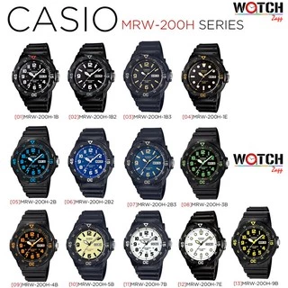 Casio Standard นาฬิกาข้อมือผู้ชาย สีดำ สายเรซิน รุ่น MRW-200H MRW-200H-1B MRW-200H-1B2 MRW-200H-2B