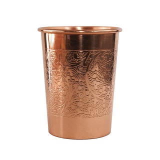 NATURAL EFE | ENGRAVED COPPER WATER GLASS | แก้วน้ำทองแดง ลายแกะสลัก 300 ML