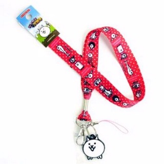 แท้ 100% จากญี่ปุ่น สายคล้องคอห้อยโทรศัพท์และบัตร Neck Strap In Nya I love War With Cute Rubber Mascot (Cat)