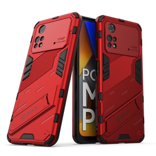 เคส Xiaomi POCO M4 Pro 4G Case Shockproof พลาสติกแบบแข็ง Armor Kickstand Phone Casing POCO M4 Pro 4G Back Cover