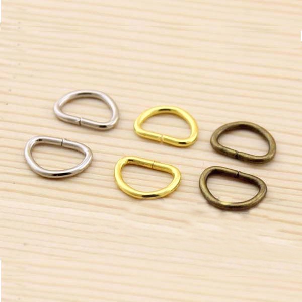 D แหวน D หัวเข็มขัด 10 มม.เงินทองทองเหลืองโบราณสีดํา DIY อุปกรณ์เสริม 10 ชิ้น/ล็อต