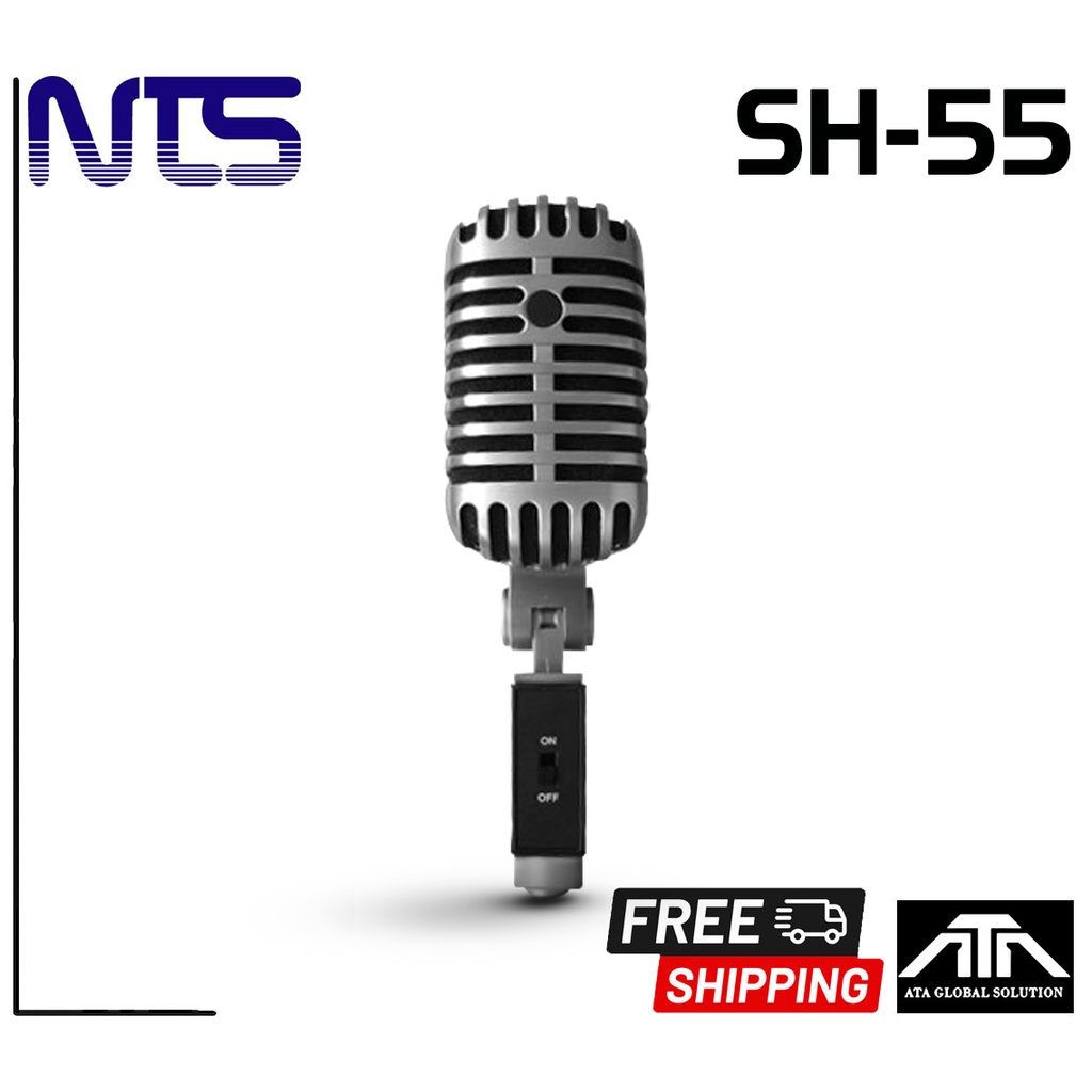 ไมค์ NTS SH-55 ไดนามิกไมโครโฟน พร้อมสายยาว 5 เมตร ไมโครโฟน พร้อมสาย ไมค์สาย NTS SH55 SH 55 MIC MICROPHONE เอ็นทีเอส ไมค์