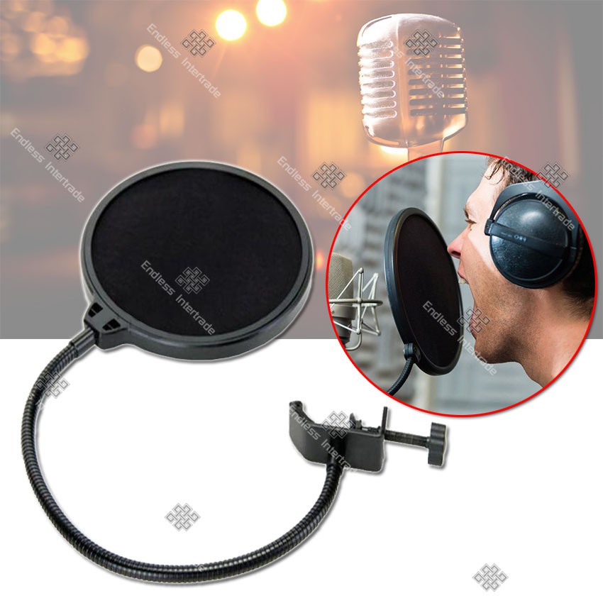 Elit Pop Filter ที่กันลมไมค์ ป๊อปฟิลเตอร์ไมโครโฟน Studio กันเสียงลม กันน้ำลาย คอห่านปรับได้ 360° Mic Shield รุ่น MFT201-