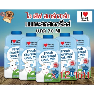 (แบบโหล)I Love SmartHeart นมแพะสเตอริไลส์ 100% Fresh Sterilised Goat Milk ขนาด 70 Ml (แบบโหล)