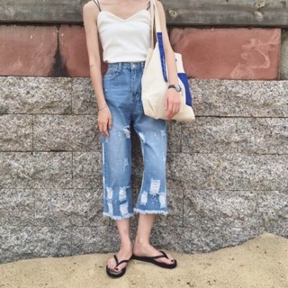 Korean wide leg jean pant