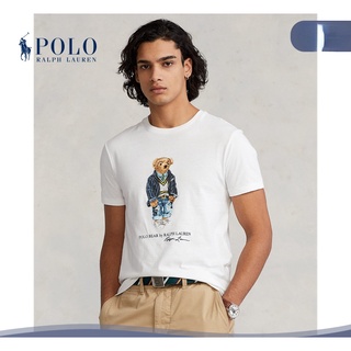 Ralph Lauren เสื้อยืดโปโล แขนสั้น ผ้าฝ้าย ลายหมี สําหรับผู้ชาย RL15138S-5XL