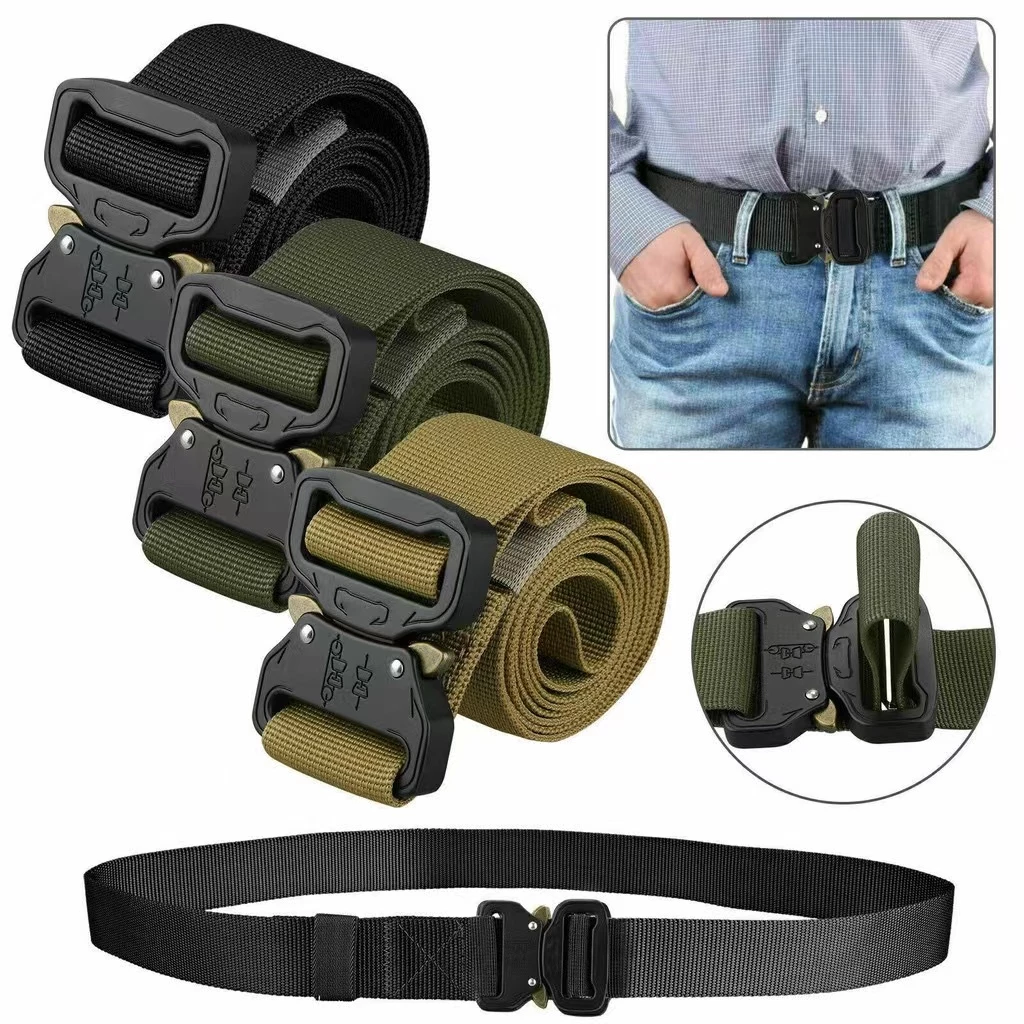 พร้อมส่ง!! เข็มขัดผู้ชาย ทหารยุทธวิธี หัวเหล็ก แข็งแรง เข็มขัดสำหรับ unisex ขนาด 3.7 cm 45นิ้ว ( P13 )