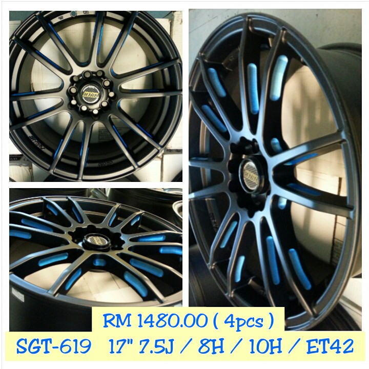 ล้อขอบอัลลอยด์ 17" SGT-619 7.5J / ET42 / 4H 100 / 4H 114.3 / 5H 100 / 5H 114.3 1pc