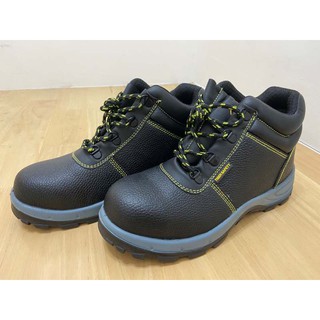 P01  รองเท้าเซฟตี้ รองเท้าหัวเหล็กพื้นเหล็ก หนังแท้ พื้น PU เบา สวย เซฟตี้ safety shoes Size:36-46