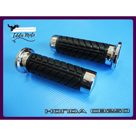 GRIP HANDLE "BLACK" (7/8”) For HONDA CBR250 CBR1000 ST1100B VF1000 VR1000 // ปลอกแฮนด์ สีดำ ปลายชุบ