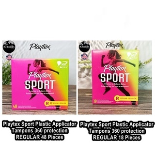 ผ้าอนามัยแบบสอด เหมาะกับวันมาปกติ Playtex® Sport® Plastic Applicator Tampons 360 protection, Regular 18 or 48 Pieces