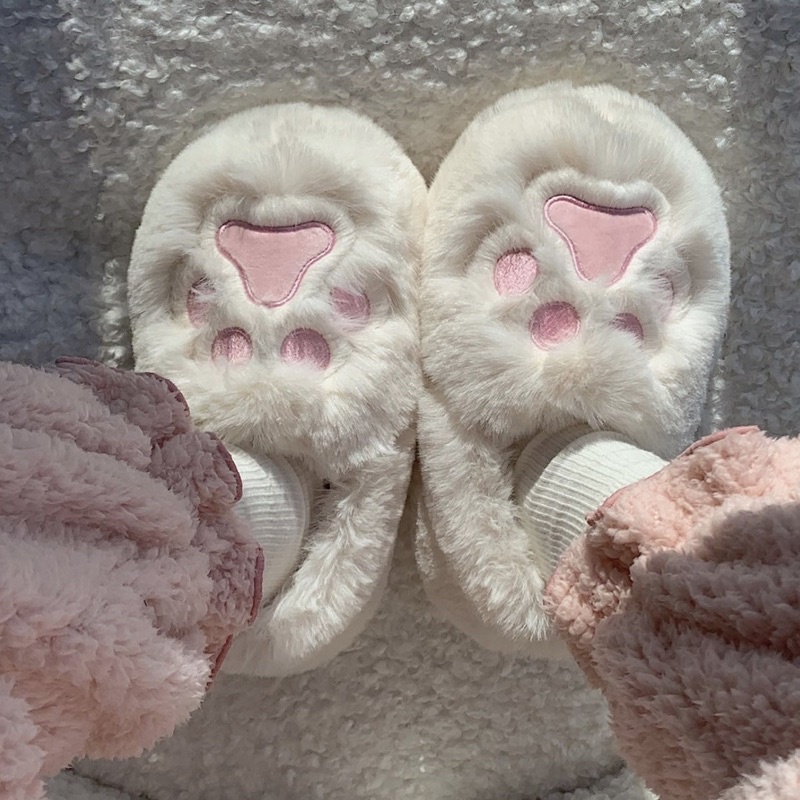 พร้อมส่ง🐈💕 รองเท้า อุ้งเท้าแมว Slipper สลิปเปอร์ขนนุ่ม 49022