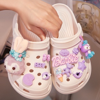 Crocs jibbitz ชุดอุปกรณ์เสริม หัวเข็มขัด สีม่วง สําหรับตกแต่งรองเท้าแตะ diy