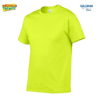 เสื้อยืด สีเขียวสะท้อนแสง Gildan® Premium Cotton Safety Green เกรดพรีเมี่ยม