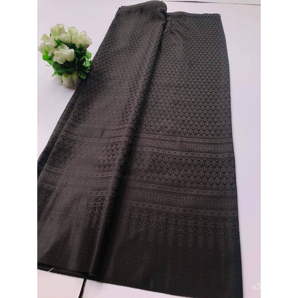 ผ้าถุงดำ ผ้าป้าย ผ้าฝ้ายดำลื่น ตัดสำเร็จพร้อมใส่รหัส DK เอว20-42