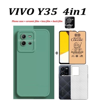 (4 In 1) เคสโทรศัพท์มือถือ ซิลิโคนนุ่ม สีแคนดี้ สําหรับ vivo Y35 Y02S Y22 Y22S Y16