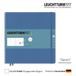 Leuchtturm1917 Sketchbook Square (22.5cm) "Denim" Hard Cover - สมุดสเก็ตช์ Leuchtturm จตุรัส 22.5 ซม. สีเดนิม