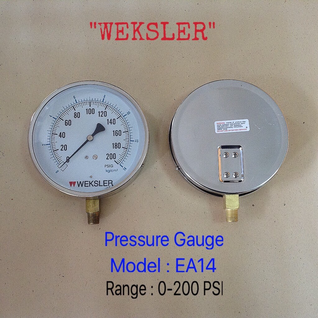 (แท้100%) PRESSURE GAUGE (เกจวัดแรงดัน) "WEKSLER" แท้!! EA14, หน้าปัด 4.5"