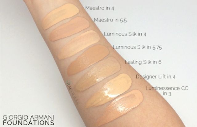 armani designer lift foundation swatches